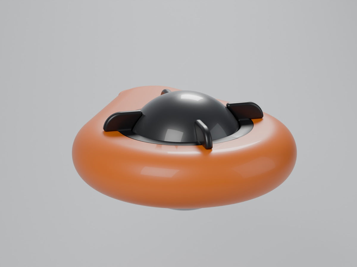 Render from the CAD model: lock ring installed over the sonar