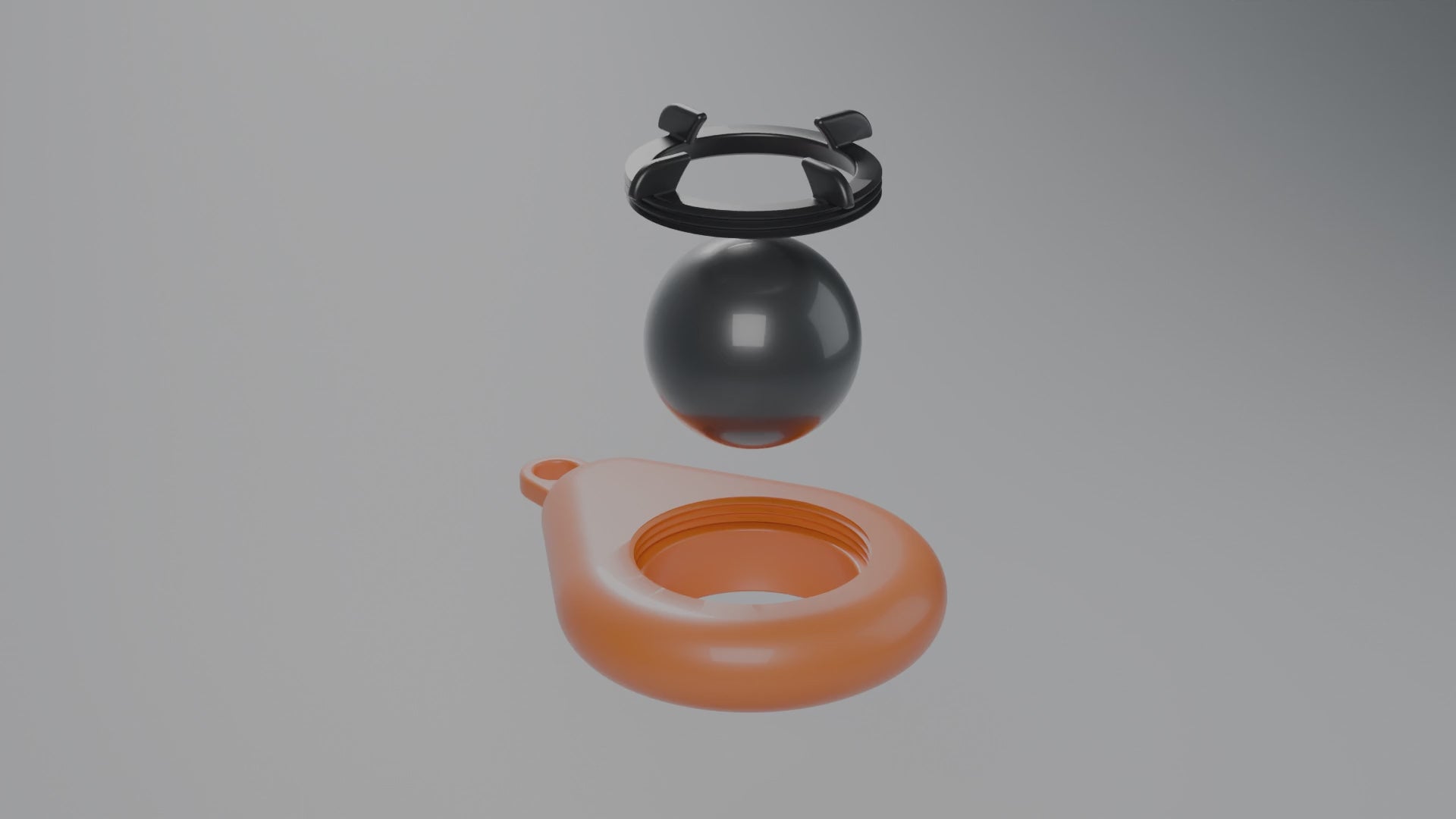 Assembly loop: sonar drops into the float and the lock ring threads on