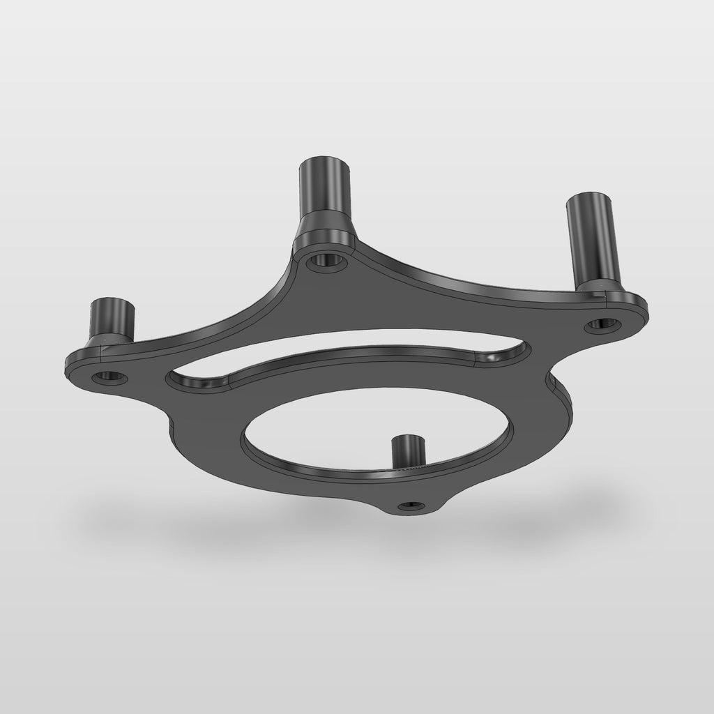 Render from the CAD model: rear roof speaker mount from below